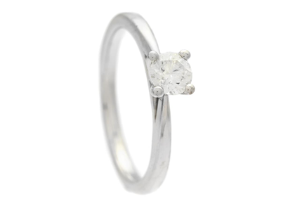 Jewellery, SOLITAIRE RING, 18K white gold with brilliant cut diamond 0,36 ctw