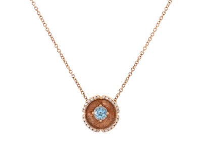 Jewellery, NECKLACE, 18K rose gold with blue topaz 0,36 ct