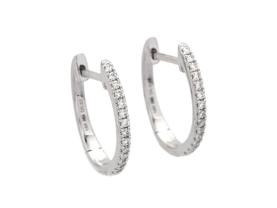 Jewellery, HOOP EARRINGS, 18K white gold with 28 brilliant cut diamonds 0,14 approx. TW/VS