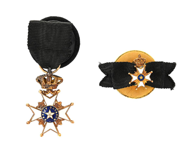 Medals, 2 MINIATURES, 18K gold