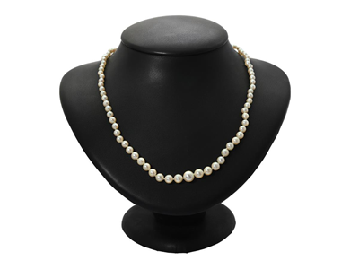 Jewellery, PEARL NECKLACE, cultured pearls approx. 3-7,5 mm