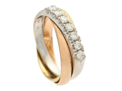Jewellery, RING, 18K three-coloured gold
