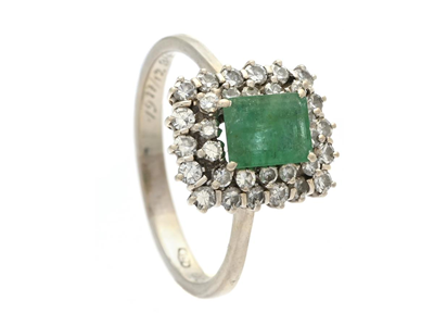Jewellery, CLUSTER RING, 18K white gold