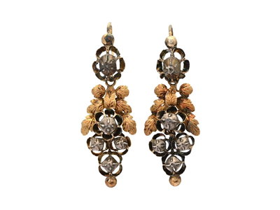 Jewellery, EARRINGS WITH ATTACHMENTS, 18K gold/silver