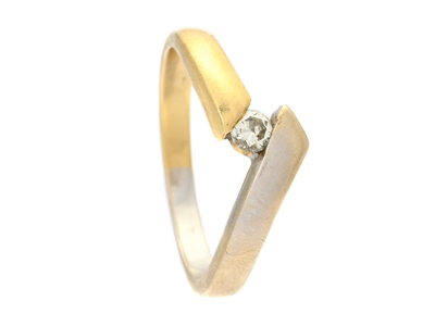Jewellery, SOLITAIRE RING, 14K white gold / gold. brilliant cut diamond approx. 0,13 ct