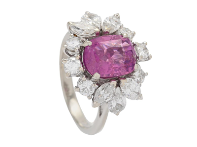 Jewellery, CLUSTER RING, 18K white gold
