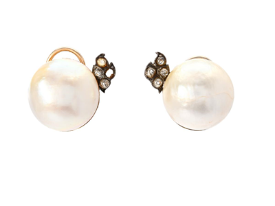 Jewellery, PEARL EARRINGS, 18K gold/silver