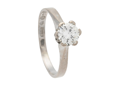 Jewellery, SOLITAIRE RING, 18K white gold