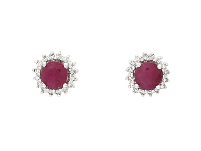 Jewellery, EARRINGS, 18K white gold with rubies