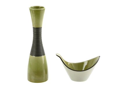Ceramics, VASE AND BOWL, 2 pcs