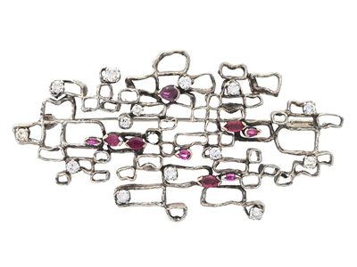 Jewellery, BROOCH, 18K white gold