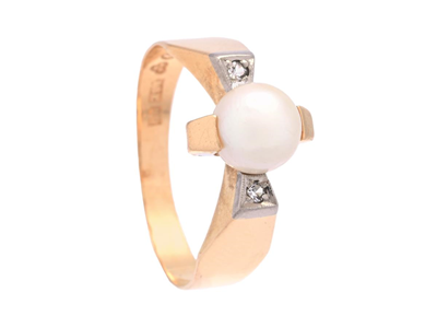 Jewellery, PEARL RING, 18K gold