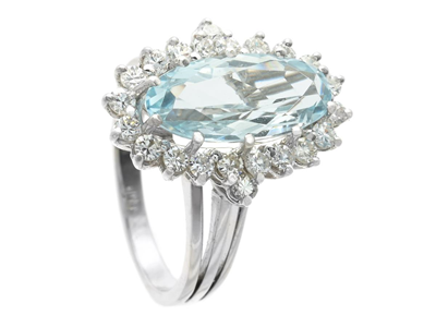 Jewellery, CLUSTER RING, 18K white gold