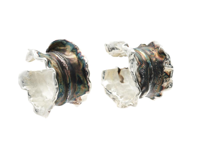 Jewellery, EARRINGS, silver-plated algae