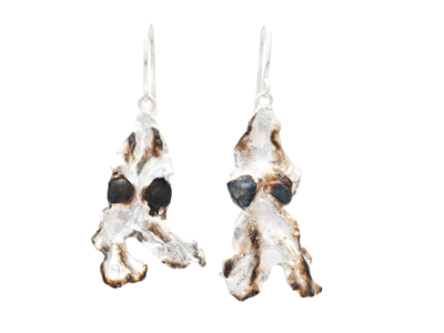 Jewellery, EARRINGS, silver-plated algae