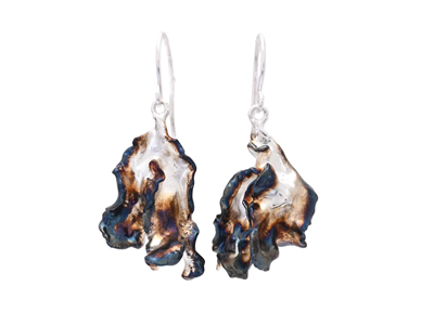 Jewellery, EARRINGS, silver-plated algae