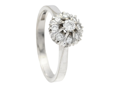 Jewellery, CLUSTER RING, 18K white gold