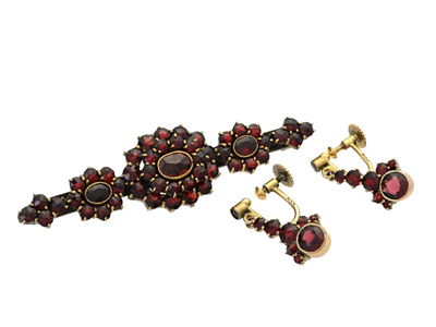 Jewellery, SET OF JEWELLERY, brooch and earrings