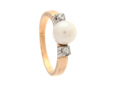 Jewellery, PEARL RING, 18K gold/platinum
