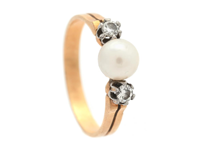 Jewellery, PEARL RING, 18K gold/platinum