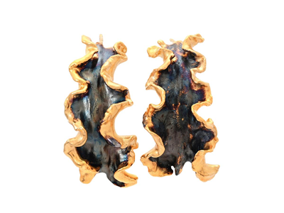 Jewellery, EARRINGS, gold-plated algae