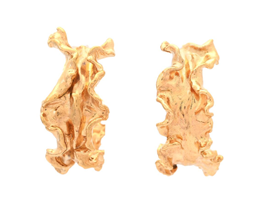 Jewellery, EARRINGS, gold-plated algae