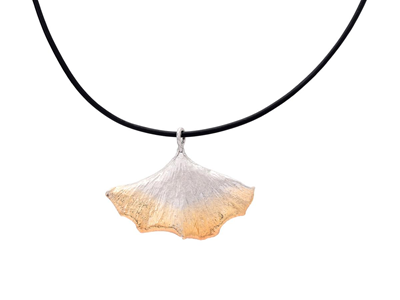 Jewellery, PENDANT, platinum- and gold plated ginkgo leaf