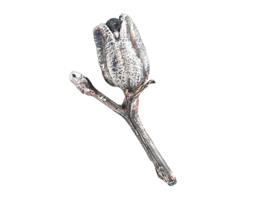 Jewellery, BROOCH, silver-plated flower