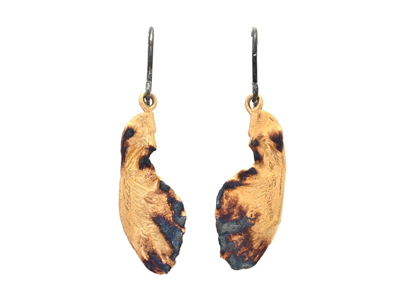 Jewellery, EARRINGS, silver- and gold-plated maple