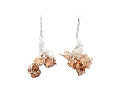 Jewellery, EARRINGS, silver-plated algae