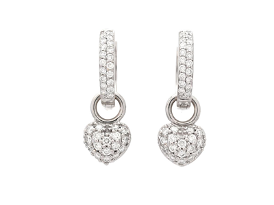 Jewellery, EARRINGS with attachments, 18K white gold