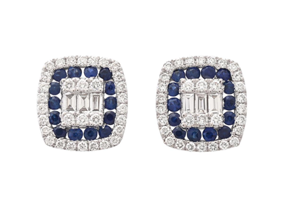 Jewellery, EARRINGS, 18K white gold with 28 blue sapphires 0,42 ctw