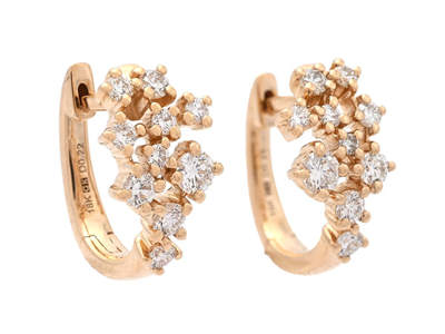 Jewellery, EARRINGS, 18K gold with 20 brilliant cut diamonds 0,43 ctw