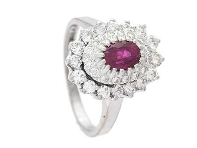 Jewellery, CLUSTER RING, 18K white gold