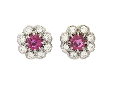 Jewellery, CLUSTER EARRINGS, 18K white gold