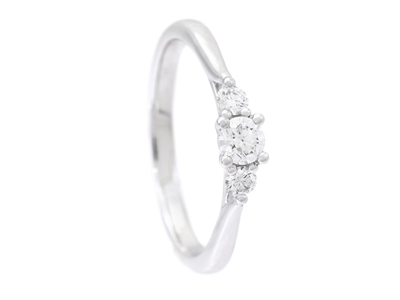 Jewellery, THREE STONE RING, 18K white gold