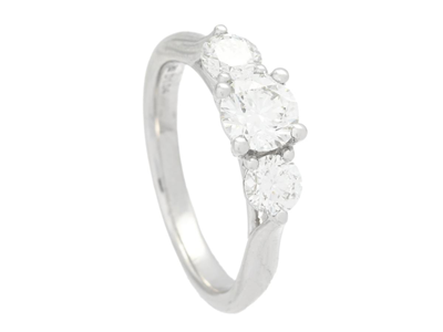 Jewellery, THREE STONE RING, 18K white gold