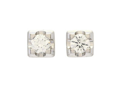 Jewellery, SOLITAIRE EARRINGS, 18K white gold