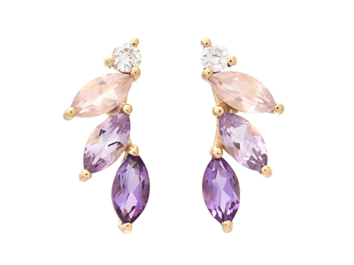 Jewellery, EARRINGS, 18K gold with amethysts 0,56 ctw