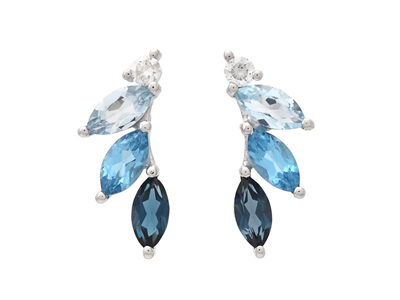 Jewellery, EARRINGS, 18K white gold with blue topazes 1,10 ctw