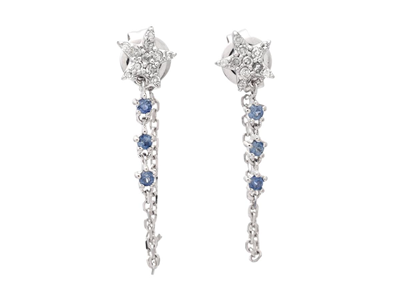 Jewellery, EARRINGS, 18K white gold with 6 blue sapphires 0,12 ctw