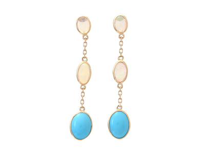 Jewellery, EARRINGS, 18K gold with 2 turquoises 1,40 ctw