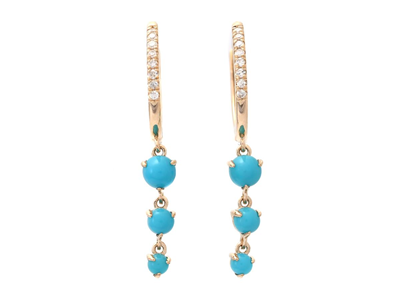 Jewellery, EARRINGS, 18K gold with 6 turquoises 0,52 ctw