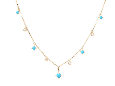 Jewellery, NECKLACE, 18K gold with turquoises 0,60 ctw