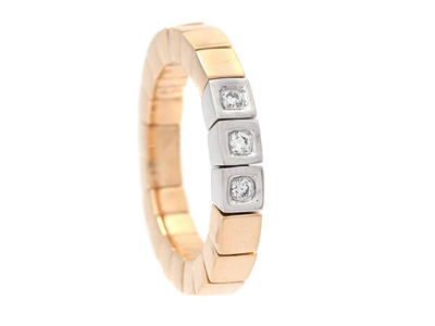 Jewellery, THREE STONE RING, 18K gold/white gold/steel