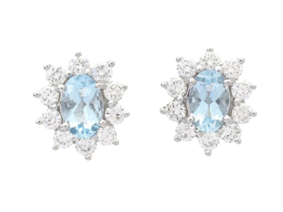 Jewellery, CLUSTER EARRINGS, 18K white gold