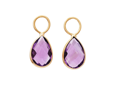 Jewellery, EARRINGS ATTACHMENTS, 18K gold with amethysts 12x8 mm