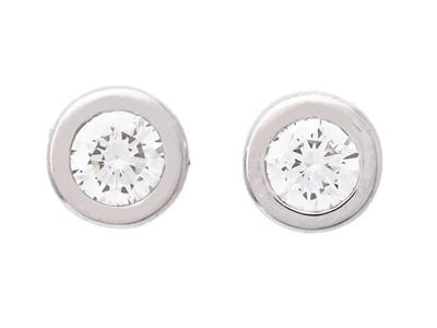 Jewellery, SOLITAIRE EARRINGS, 18K white gold