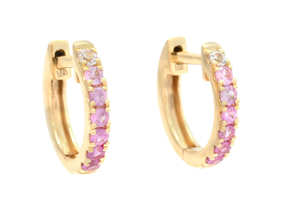 Jewellery, EARRINGS, 18K gold with pink and white sapphires 0,32 ctw