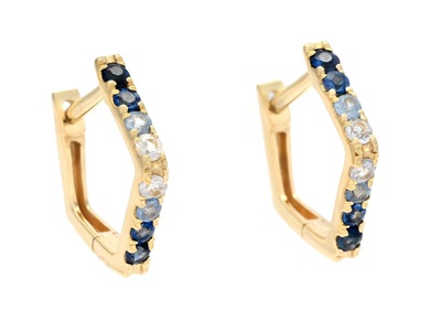 Jewellery, HOOP EARRINGS, 18K gold with blue and white sapphires 0,36 ctw